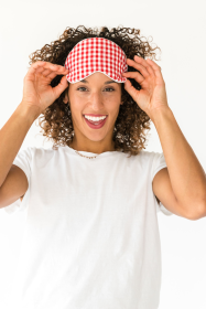 Zen Eye-Mask (Color: Red Gingham, size: One Size)