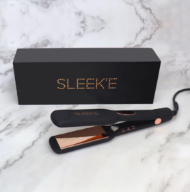 Sleek'e Flat Iron (Color: Black/Rose Gold, size: 2")