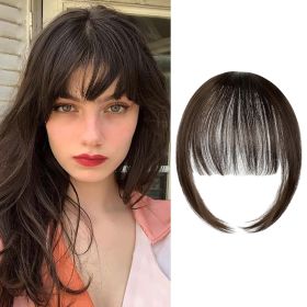 Clip In Bangs-Fake Bangs Hair Clip Real Human Hair Curtain Bangs (Color: #09)